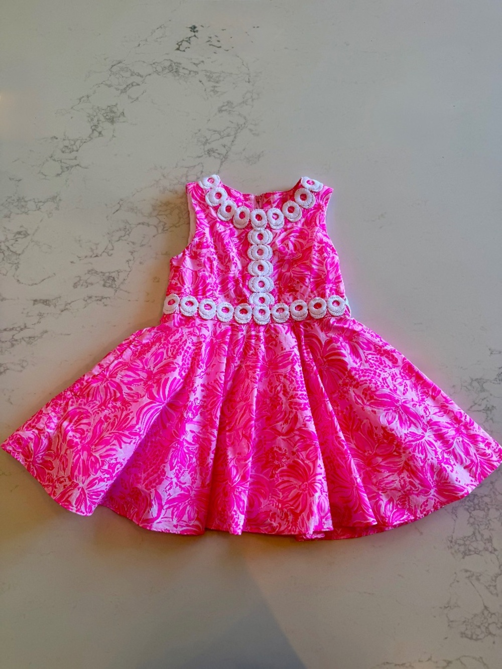 Lily Pulitzer Girls Pink with White Lace Trim Dress Size 4